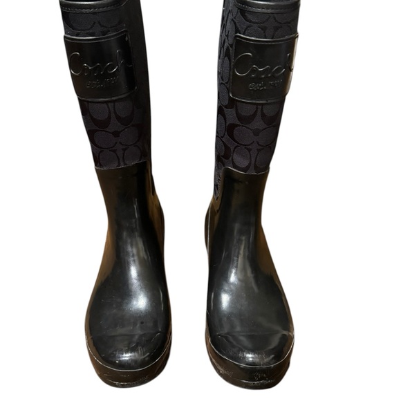 Coach Shoes - Vintage Coach Black Signature Tall Rain Boots - Classic Style